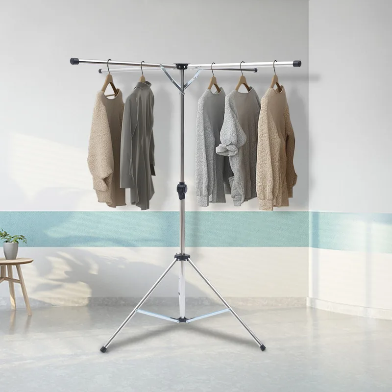 Portable Hangers Tripod Drying Steel Laundry Jacket Foldable Bracket Clothes Rack Space Saving Room Organizer