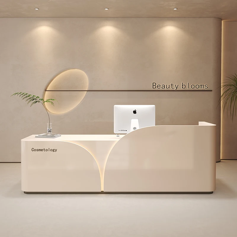 

Long Wood Reception Desks Modern Restaurant Hotel Luxury Bar Beauty Shop Reception Desks Modern Scrivania Commercial Furniture