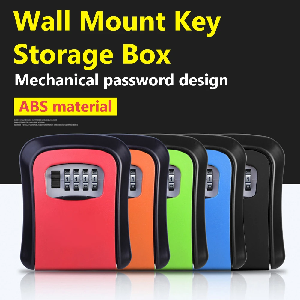 Security Code Lock Case 4 Digit Combination Password Wall Mount Key Box Password Lock ABS Plastics for Indoor Outdoor Key U Disk