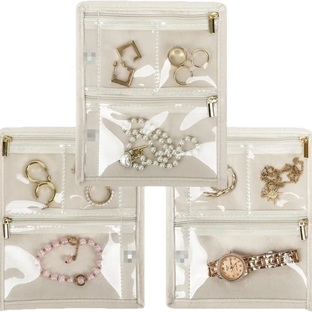 Transparent PVC Jewelry Display Bag Multi-Layer Container Necklace Ring Packing Bag Storage Case Portable Earrings Organizer