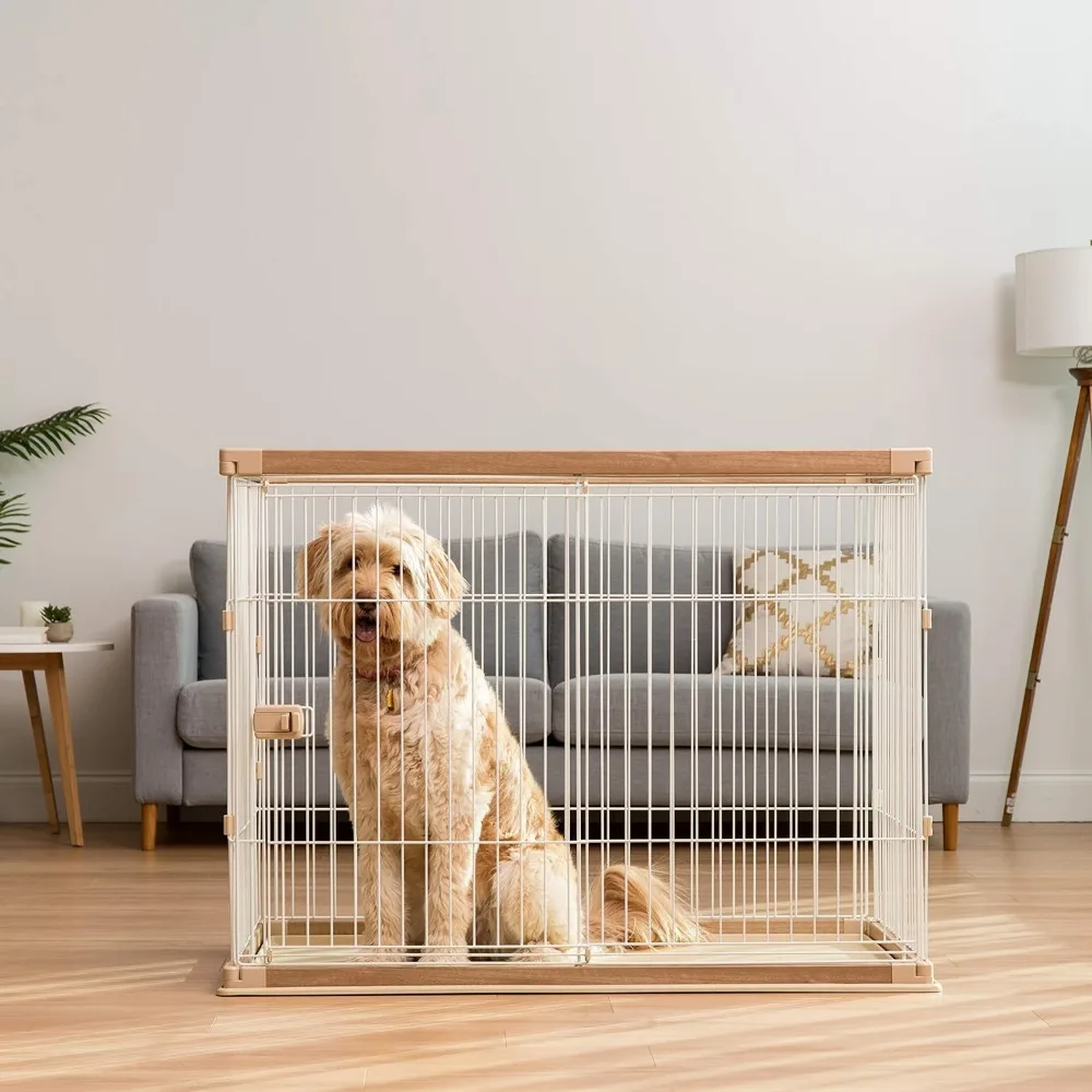 Large Tall Wire Pet Pen, For Puppy Small Medium Dog Easy Assembly Wire Dog Crate with Tall Walls, Included Bottom Tray