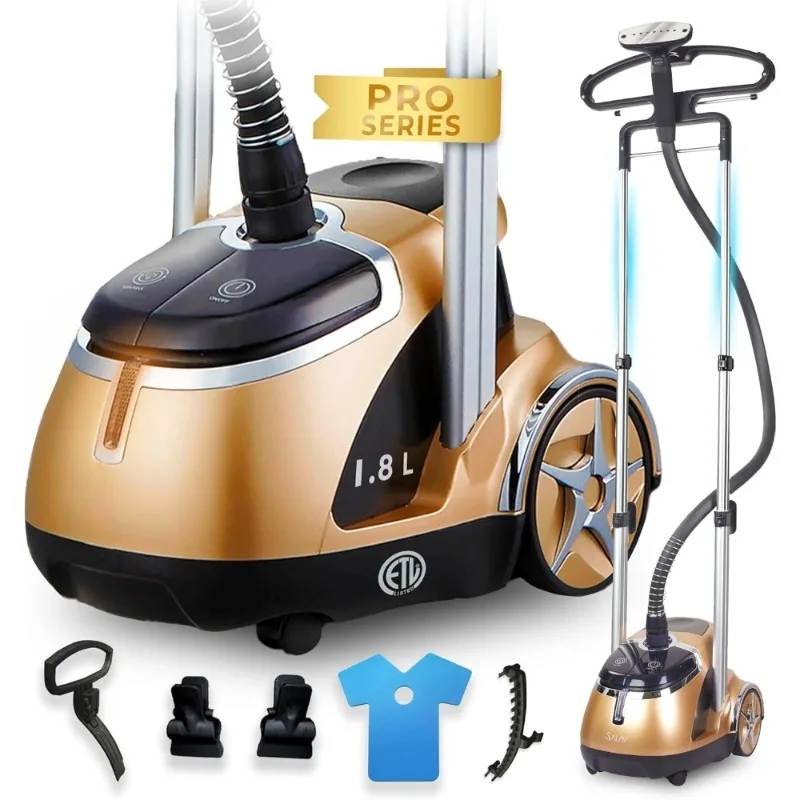 

Dual Bar Garment Steamer Professional 1500W 1.8L Water Tank 60 Mins Steam Foot Pedal Stainless Steel Plate Retractable