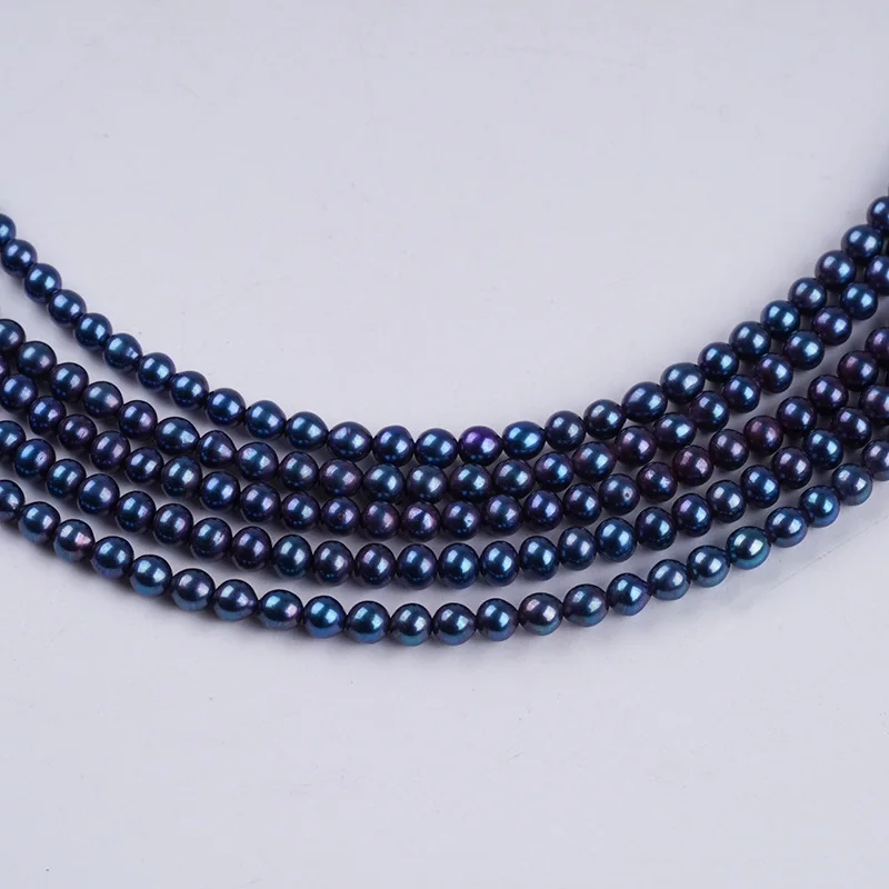 

Wholesale of 4-5mm Black Near Round Pearls, Natural Pearl Strings, DIY Handmade Jewelry Promotion