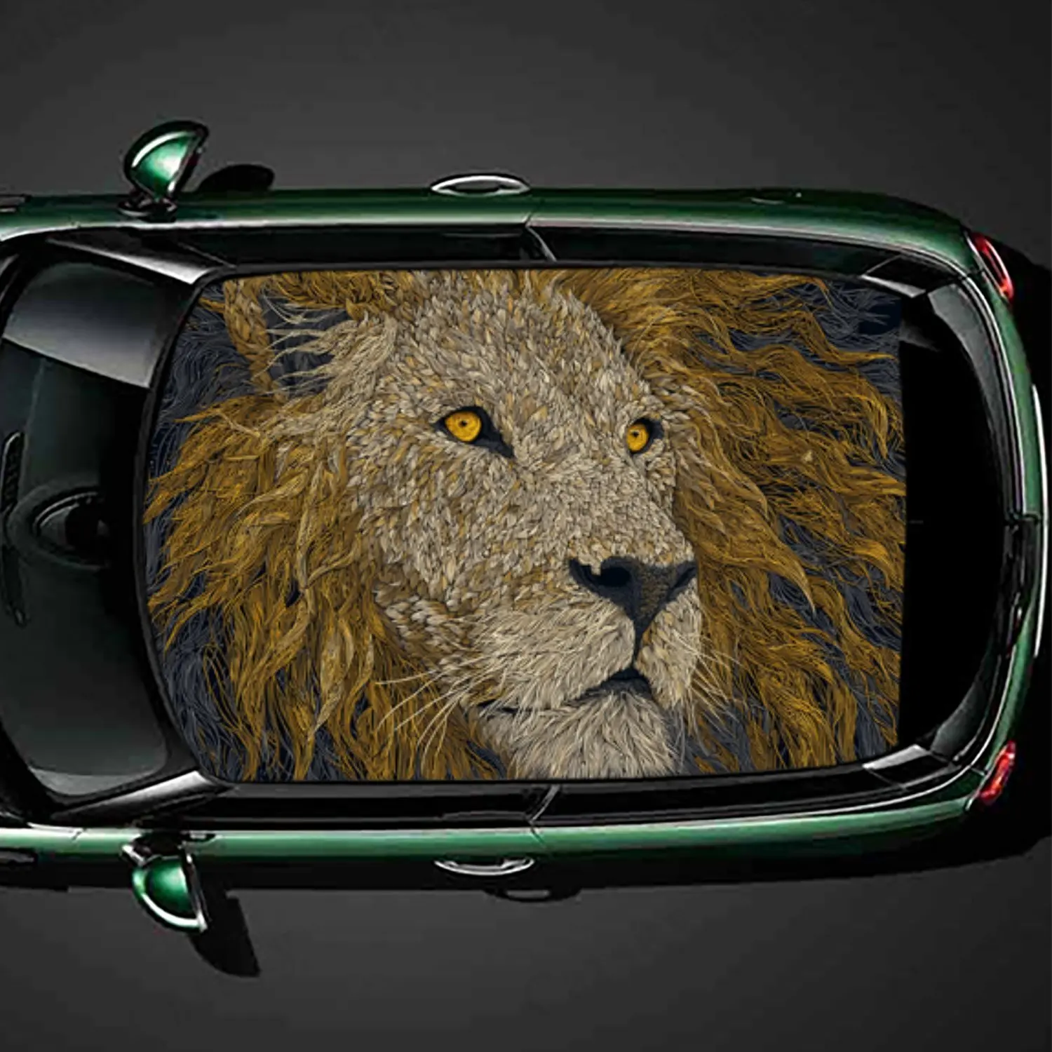 

Artistic Golden Lion Car Roof Vinyl Wraps Sticker, Auto Decal, Artistic Vehicle Decoration, Self-adhesive Waterproof Car Exterio