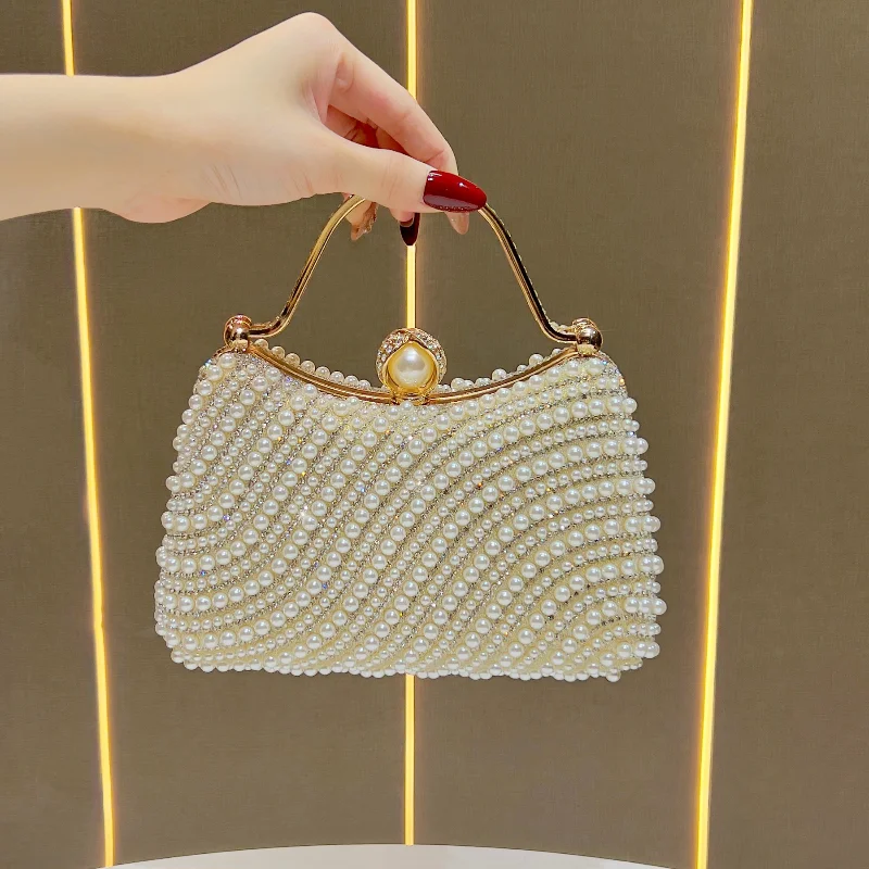 

Women Evening Bags Pearl Jewelry Female Crossbody Tote Party Bag Small Clutches for Wedding Clutch Designer Pleated Purses