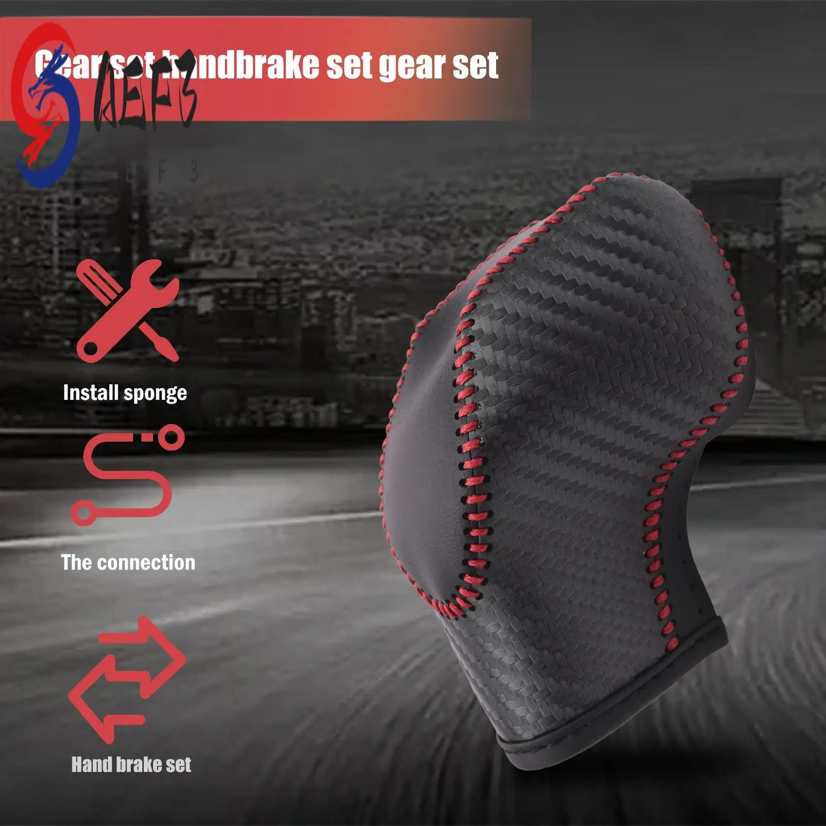

AEF3-Car PU Carbon Look Gear Shift Knob Cover For Ford Ecosport Escape / Fusion /C-Max Energi Wagon / Fiesta / Focus