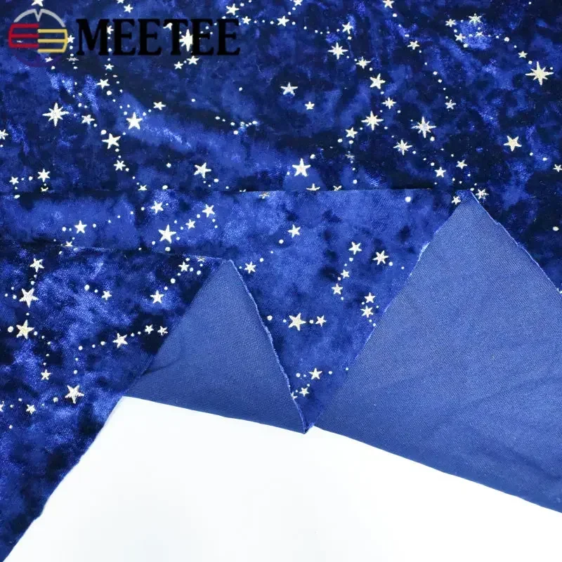 Meetee 45/90X145cm poliester elastan welurowa tkanina brązujący Tricot DIY sukienka elastyczna aksamitna tkanina do szycia udekoruj akcesoria
