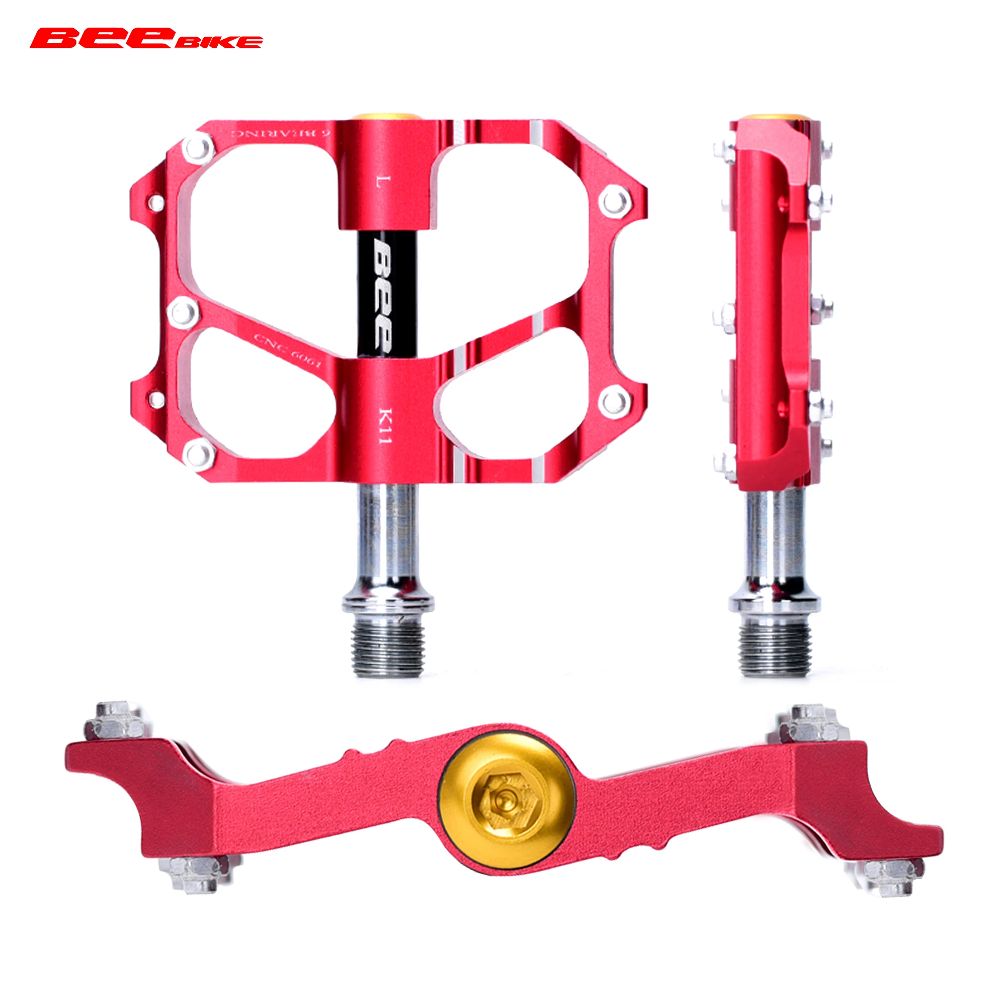 

Bicycle Pedals Bee Bike K11 ​Ultralight Aluminum Alloy Colorful Hollow Anti-skid Bearing Mountain Bike Foot Pedal Flat BMX MTB