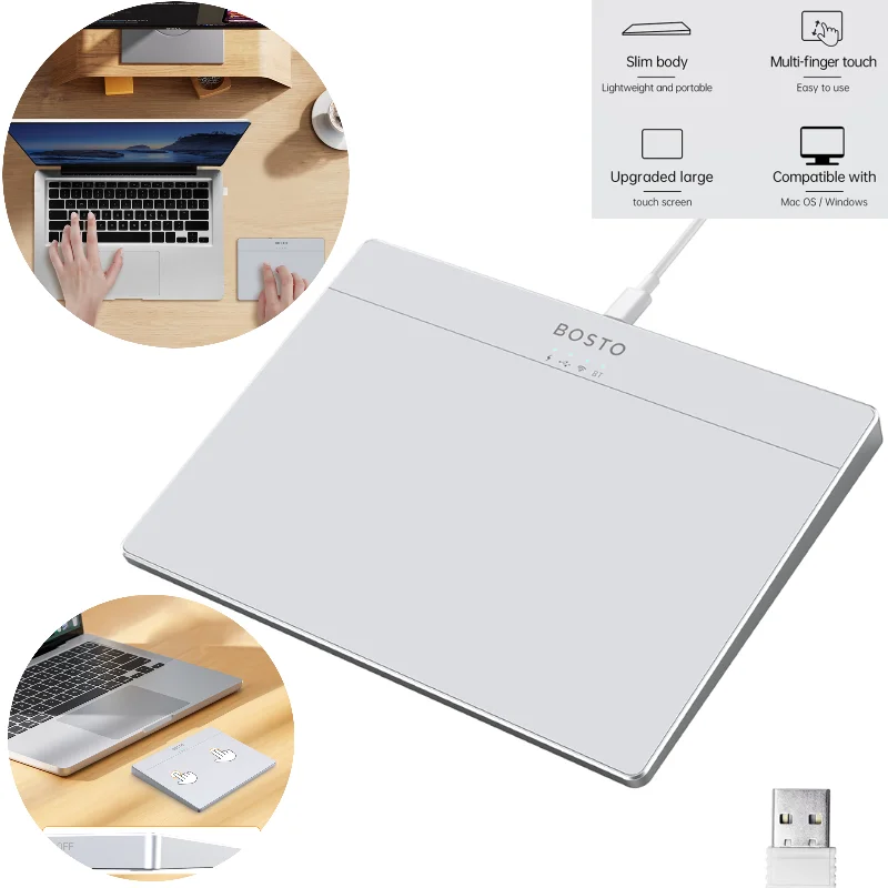 Bluetooth-Compatible Touchpad Multi-Gesture Portable Trackpad Type-C Rechargeable Mouse for Windows and Mac Users