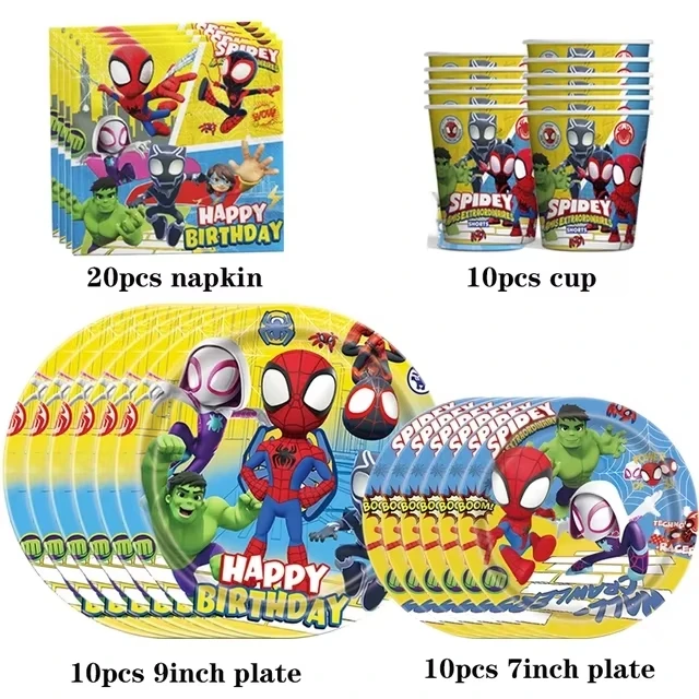 Spidey And His Amazing Friends Birthday Party Decoration Plates Tablecloth Cup Banner For Kids Birthday Balloon Party Favor Gift view 5