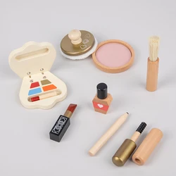 Girls Wooden Simulation Kid Makeup Set Children Girls Game Lipstick Beauty Bag Montessori Education Play Cosmetic Case Gift Toys