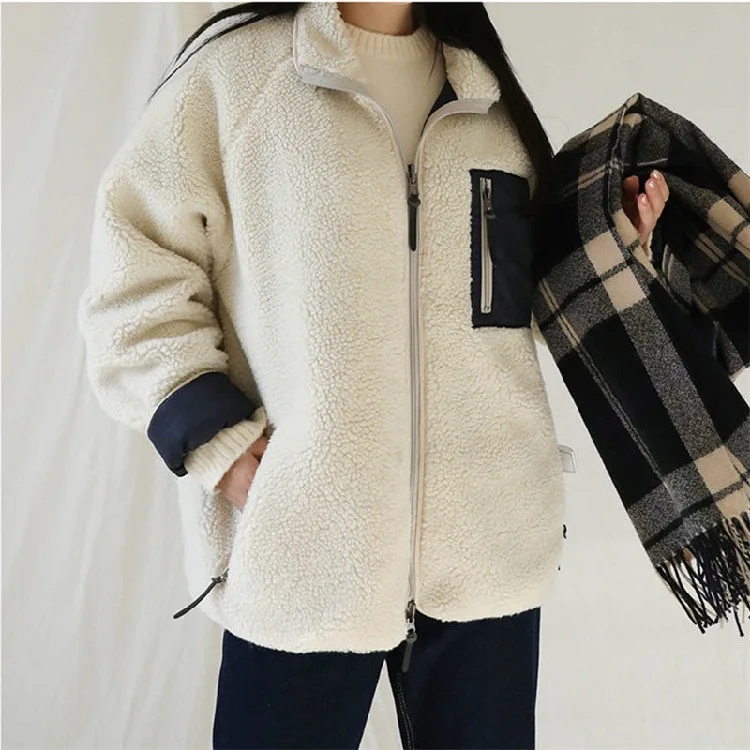Outdoor Leisure Cycling Mountain Climbing Travel Casual And Fashionable Fleece Couple'S Winter Thickened And Fleece Warm Jacket