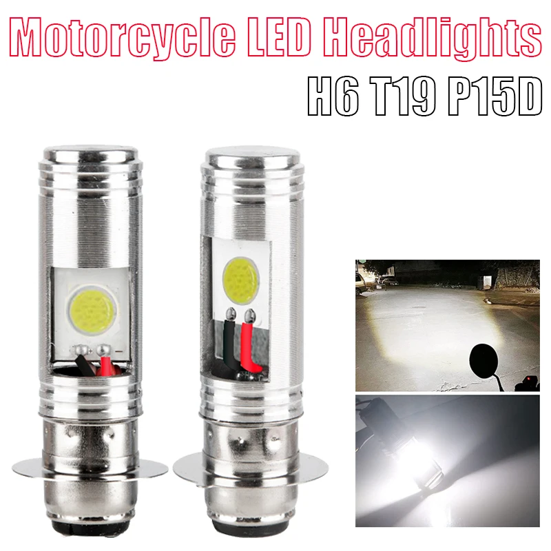 1Pcs H6M H6 P15D LED Motorcycle High Bright Headlight Bulbs Cob Moto Lights Lamp DC12V 6000K White