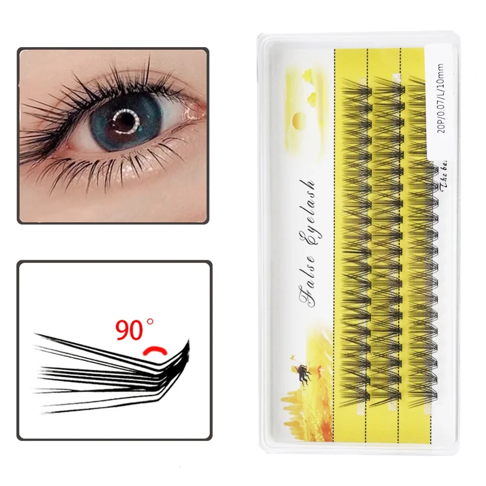 1 box/60 Bundle 20D L-type Eyelashes Extension Natural 3D Russian Indiviual Eyelash cluster Makeup Tools mink lashes Wholesale