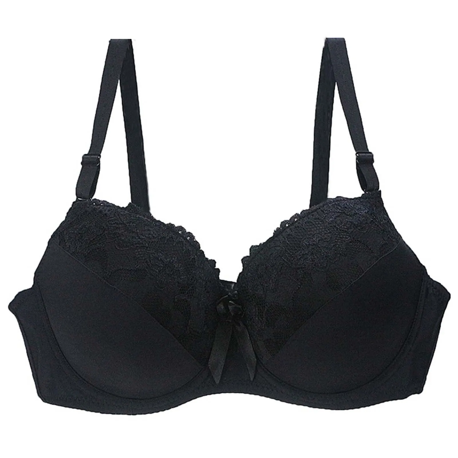 Soutien-gorge en dentelle pour femmes, sous-vêtements, sans anneau en acier, sexy, lingerie, grande taille, pur document, nœud papillon, 3/4