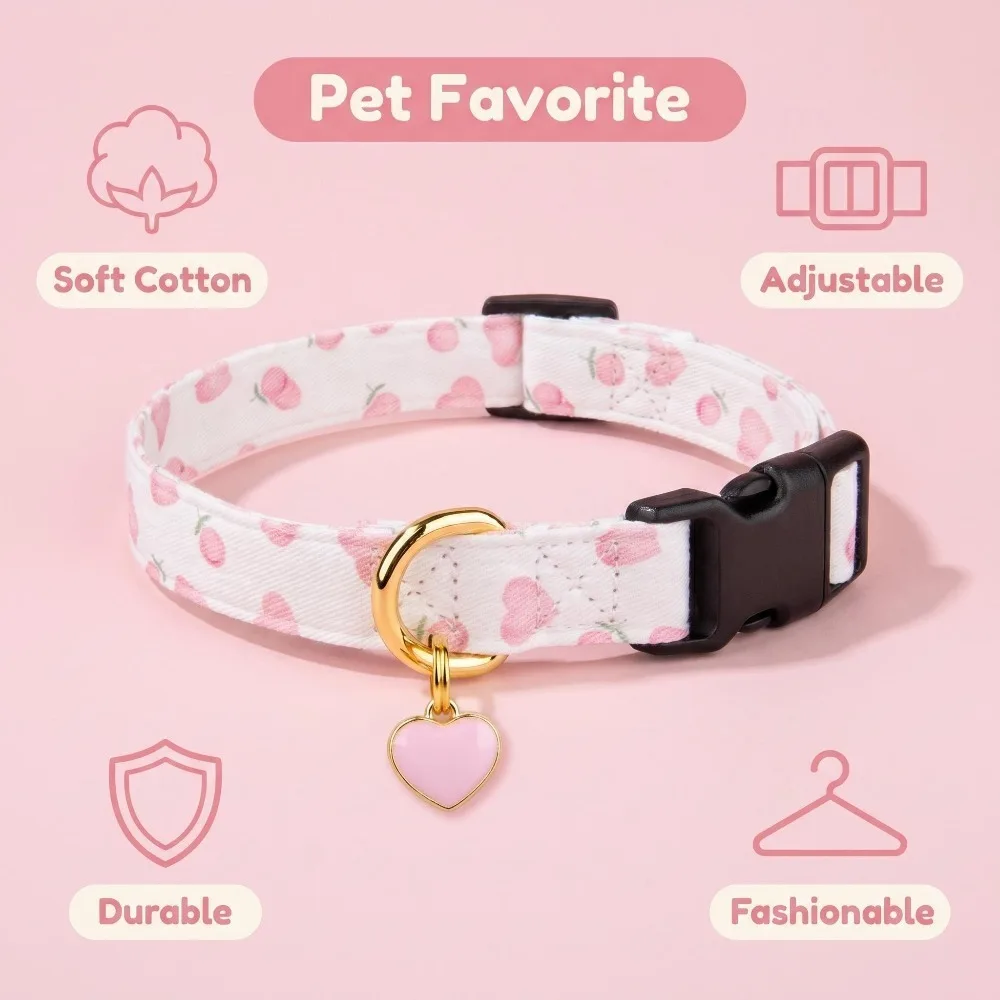 Baumwoll-Hundehalsband, niedliches rosa Liebes-Hundehalsband für Komfort mit Chrysanthemen-Schmuck, geeignet für Katzen, Hunde, große und kleine Hunde – Detail 4