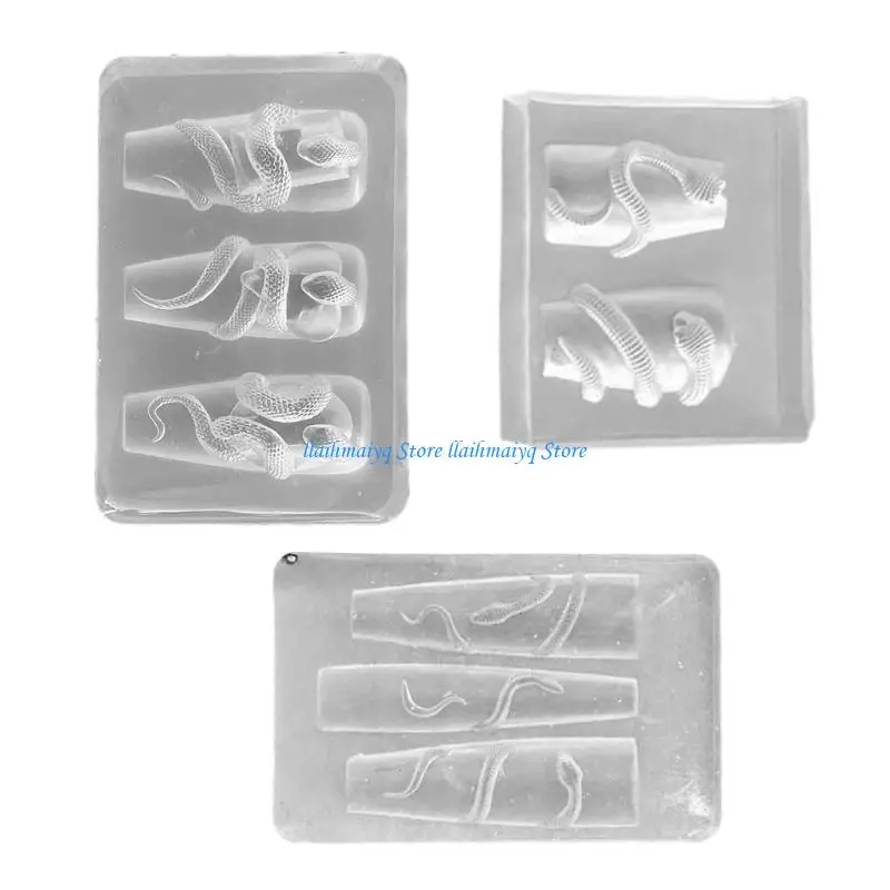 573B 3pcs Elastic Silicone Art Molds With 3D Snake Motifs Charm Mold For Distinctive Decors And DIY Projects