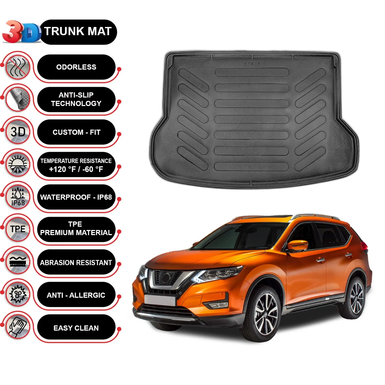 Nissan X-Trail 7 2017-2020 Cargo Liner Rear Trunk Floor Mat