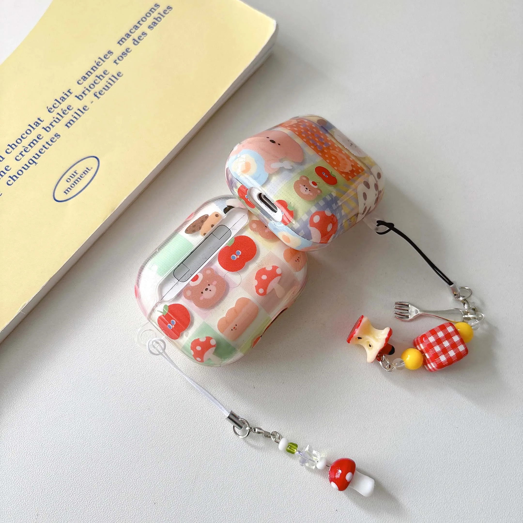 Cartoon bear cake sweet ins imd earphone case for apple airpods 1 3 2 4 pro 2nd wireless bluetooth headset charging box