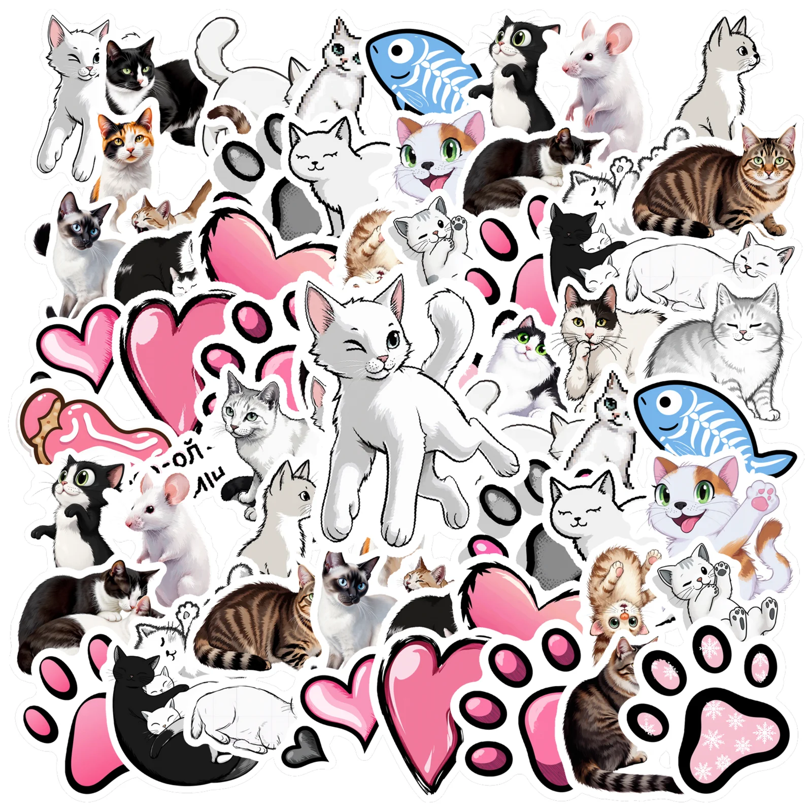 

35 шт., наклейки с мультяшными животными, милые кошки, ПВХ наклейки, канцелярские наклейки для DIY, телефона, гитары, ноутбука, чемодана, чашки, сделай сам