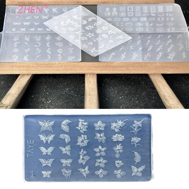1PC Butterfly Flower 3D Silicone Nail Art Mold DIY Vintage Flower Frame Floral Design Transparent Relief Template Manicure Tools