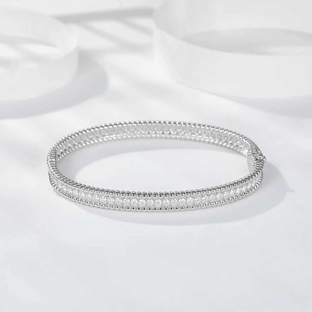 IsRabbit 18K Gold Plated 20CT Moissanite Diamonds Anniversary Bangles Bracelet 925 Sterling Silver Luxury Jewelry Drop Shipping