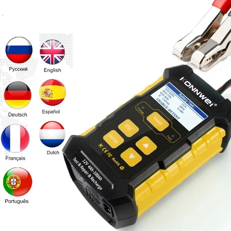 

Car Truck Motorcycle Professional 12V Battery Tester tool KW510 for 100 to 2000CCA 12 Volts Quick Cranking Charging Tester Tools