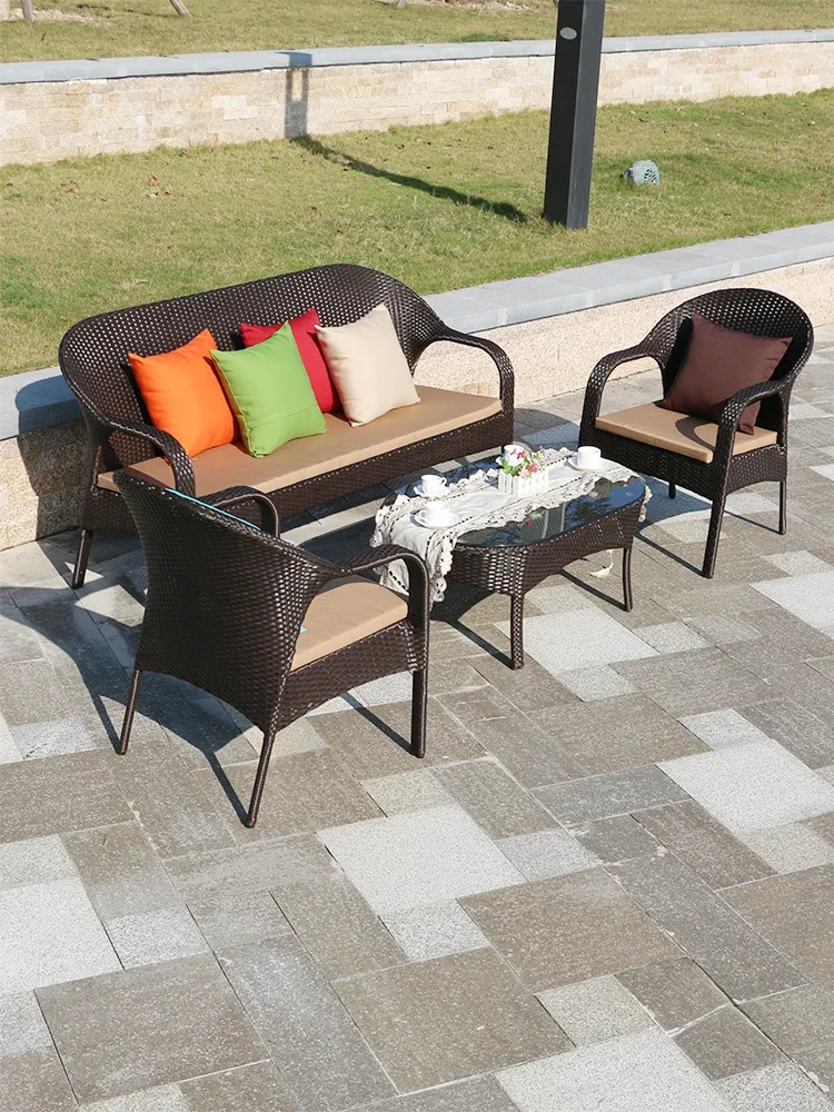 Rattan chair sofa outdoor rattan sofa coffee table living room leisure The Courtyard furniture