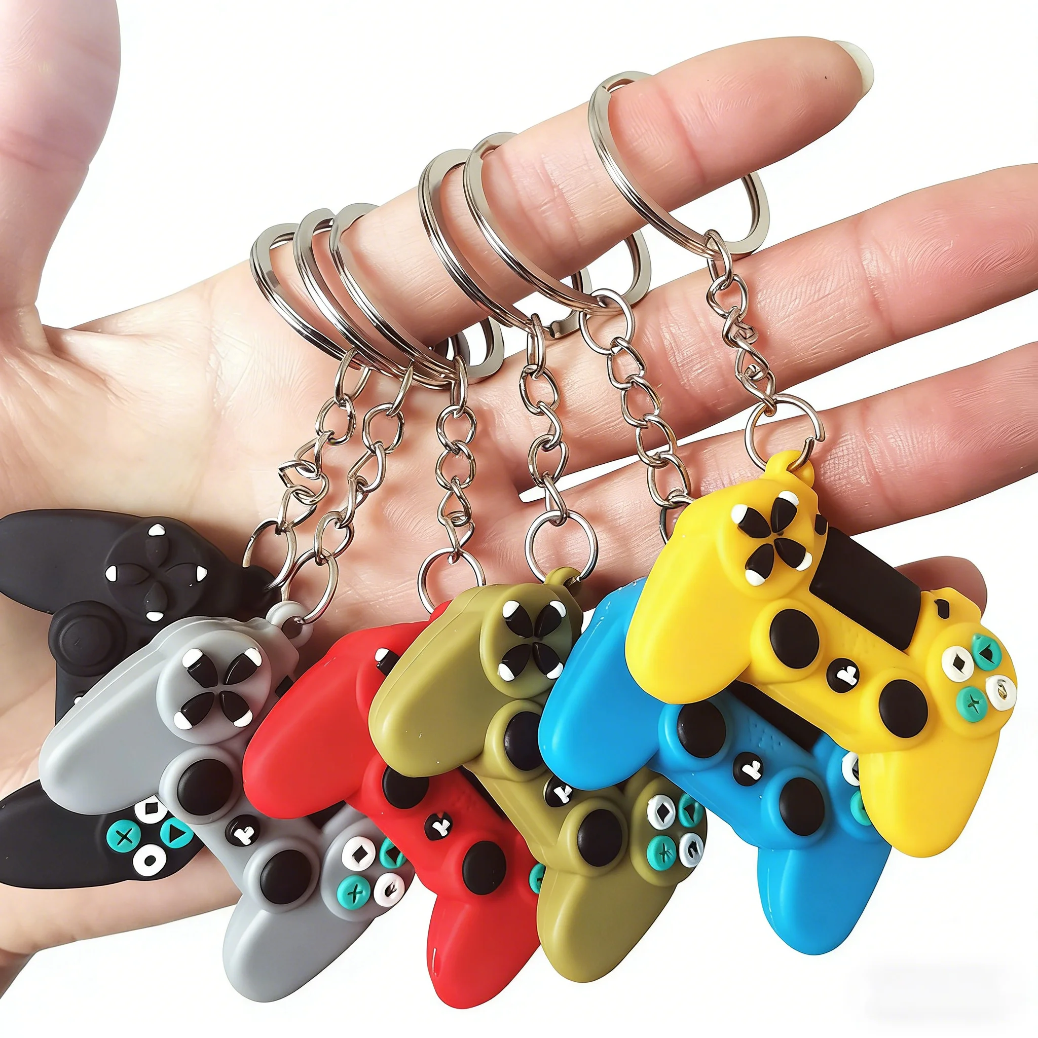Cute Cartoon Game Controller Keychain Mini Silicone Pendant for Backpacks Keys Accessories Creative Gaming Gift for Boys & Girls