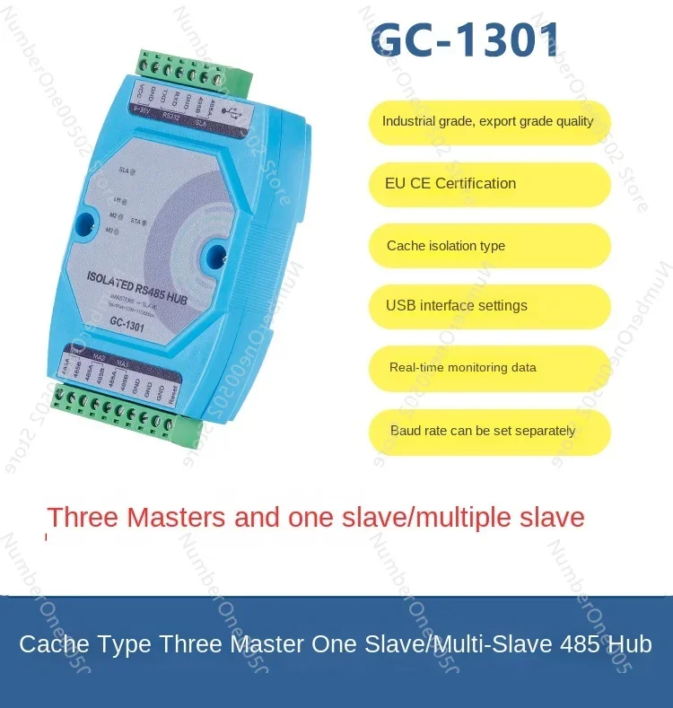 

Three-master-one-slave-multi-slave 485 Repeater Cache Type Buckle Modbus Dual-host Photoelectric Isolation Hub