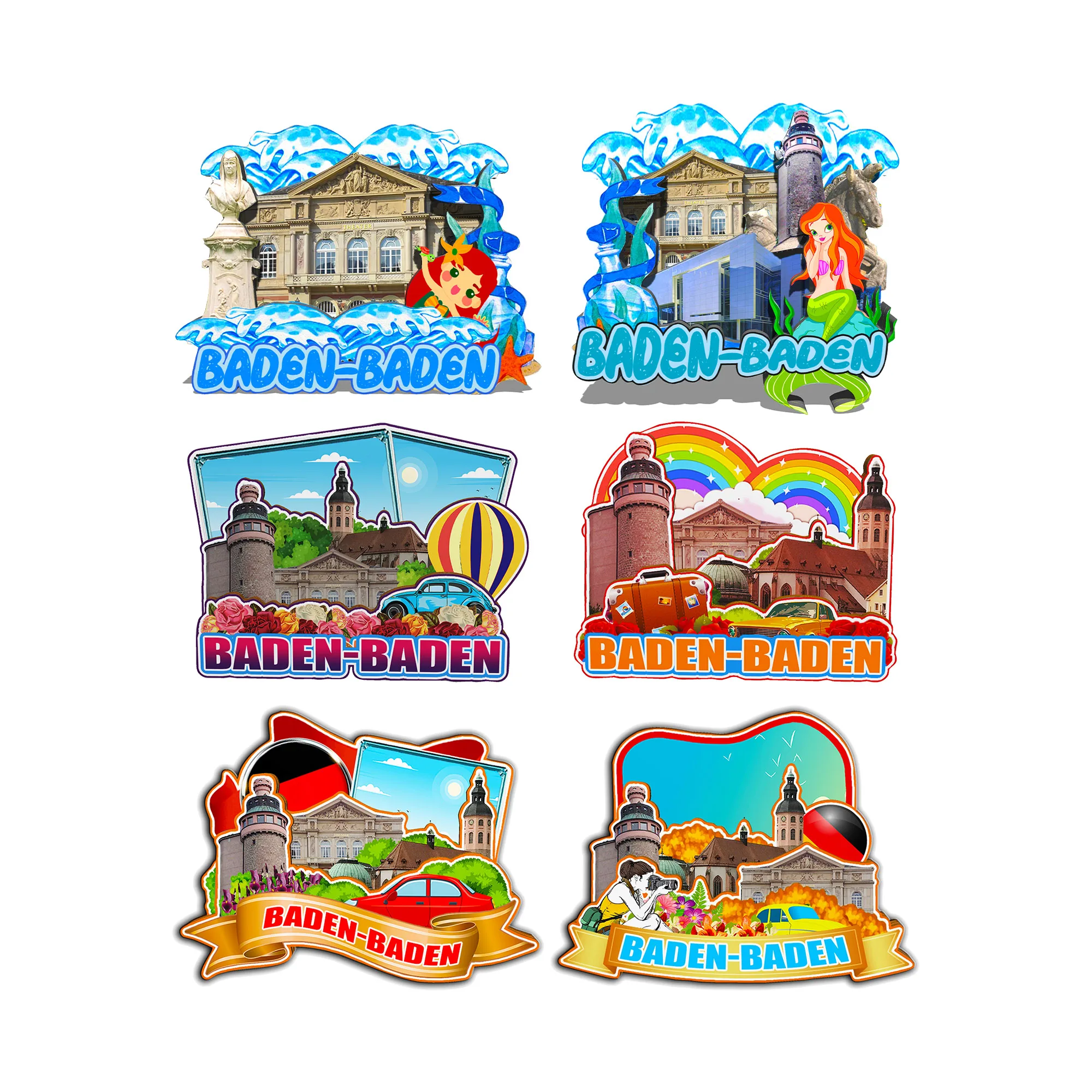 Decorative Magnets for Baden Germany City Landmark Travel Unique Souvenirs 3D Wooden Fridge Stickers Delightful Gifts