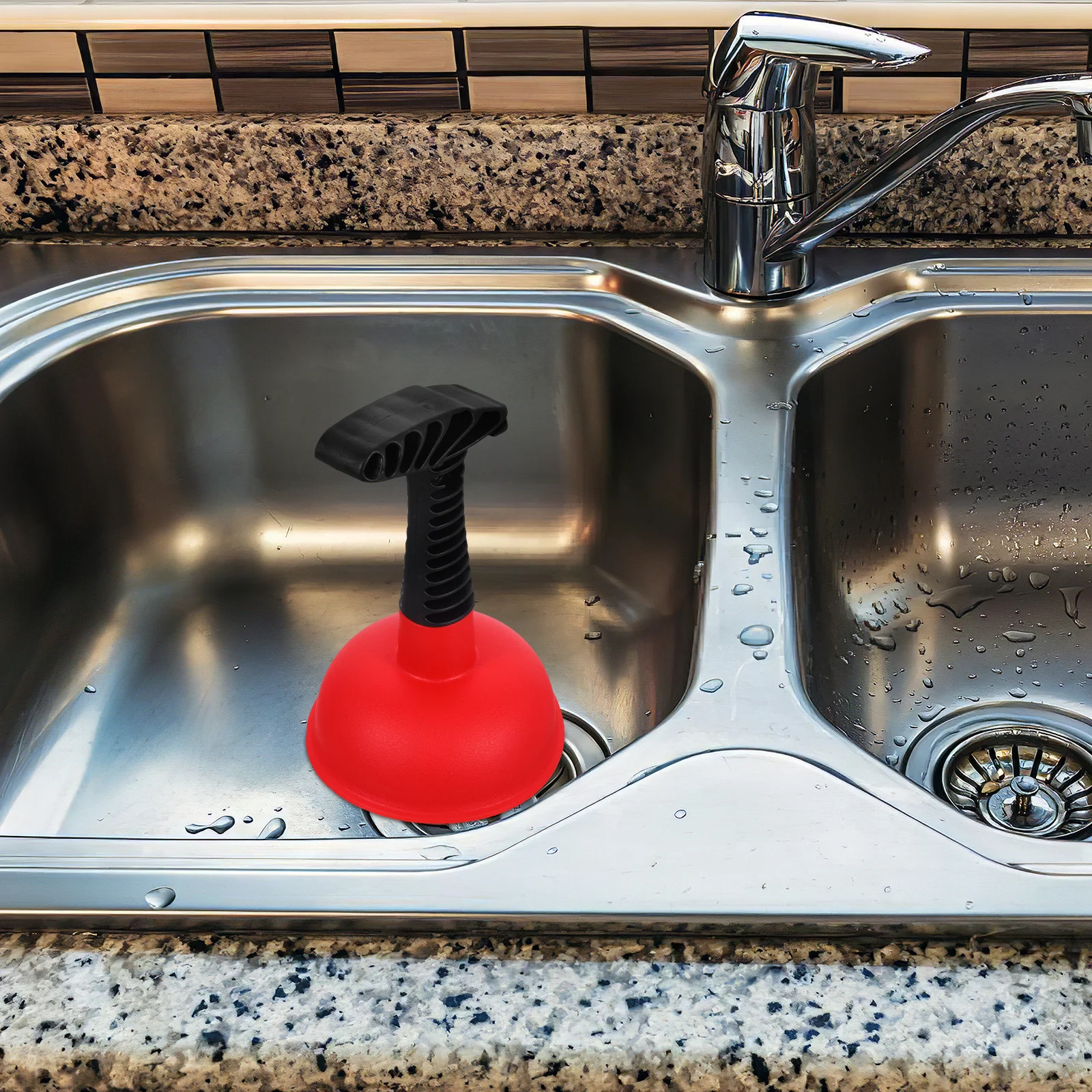 

2 Pcs Red Sink Plunger Pipe Cleaner Rubber Unblock Drains Kitchen Bathroom Powerful Easy Office Hotel