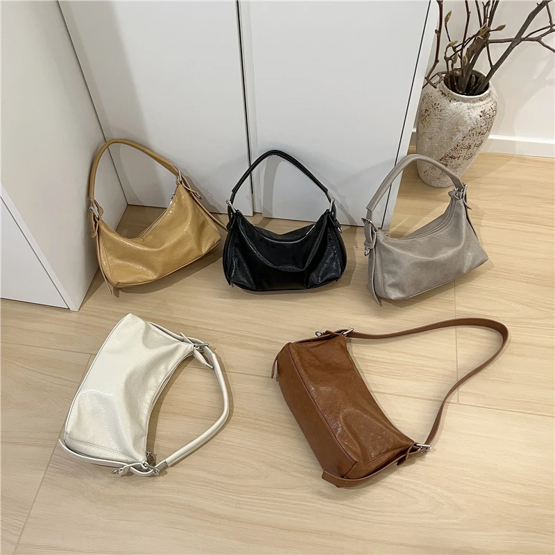 

High-Grade Sense PU Leather Shoulder Bags Solid Color Versatile Women Commuter Handbags Fashion Soft Crossbody Bag