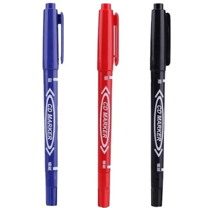 6/10Pcs Double Tip Black Blue Red ink Permanent Paint Marker for Plastic Wood Metal Glass Doodling Marking Graffiti Art Supplies