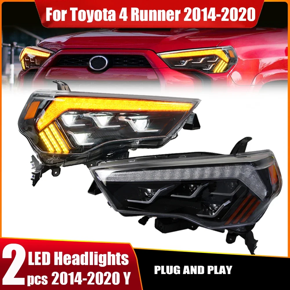 2pcs LED Headlamps Assembly for Toyota 4 Runner 2014-2020 Headlights Plug and Play with LED DRL Dynamic Turning LED Headlights