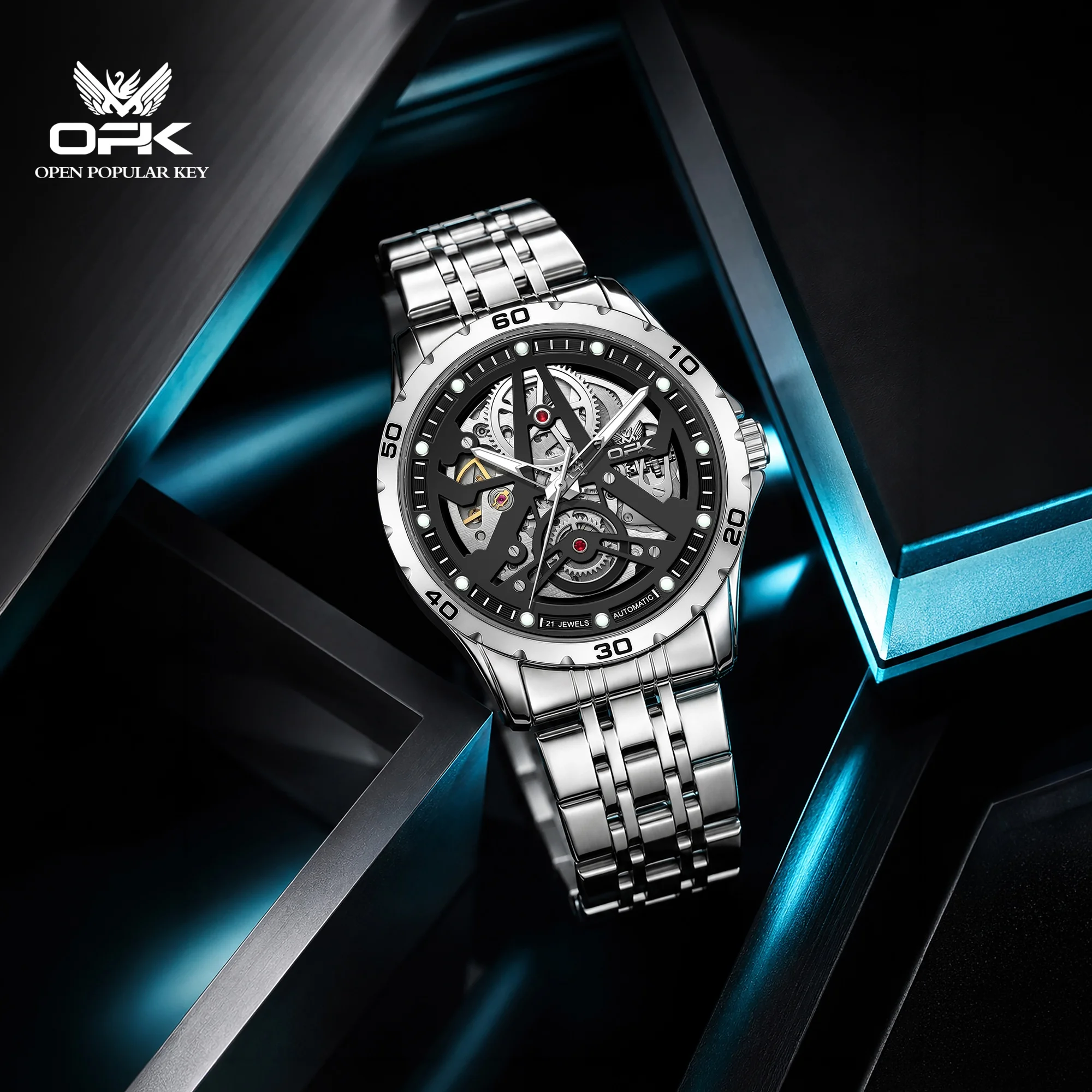 OPK 6110 Men's Mechanical Watches Classic Fashion Hollowed Dial Luminous Waterproof Man Business Wristwatch 2026 New
