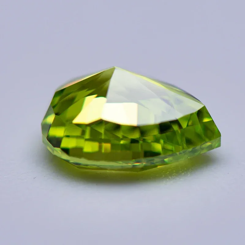 Cubic Zirconia Crushed Ice Cut  Apple Green Color Pear Shape Charms Beads for Jewelry Making Necklace Materials No Certificate