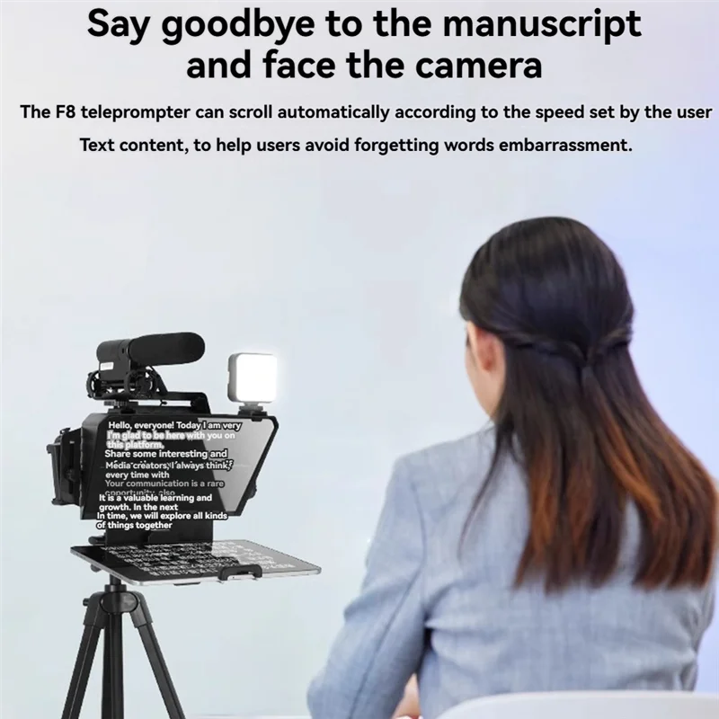 A72Z F8 Universal Teleprompter For Tablets Laptops Smartphones Cameras For Live Streaming And Recording With Large Screen