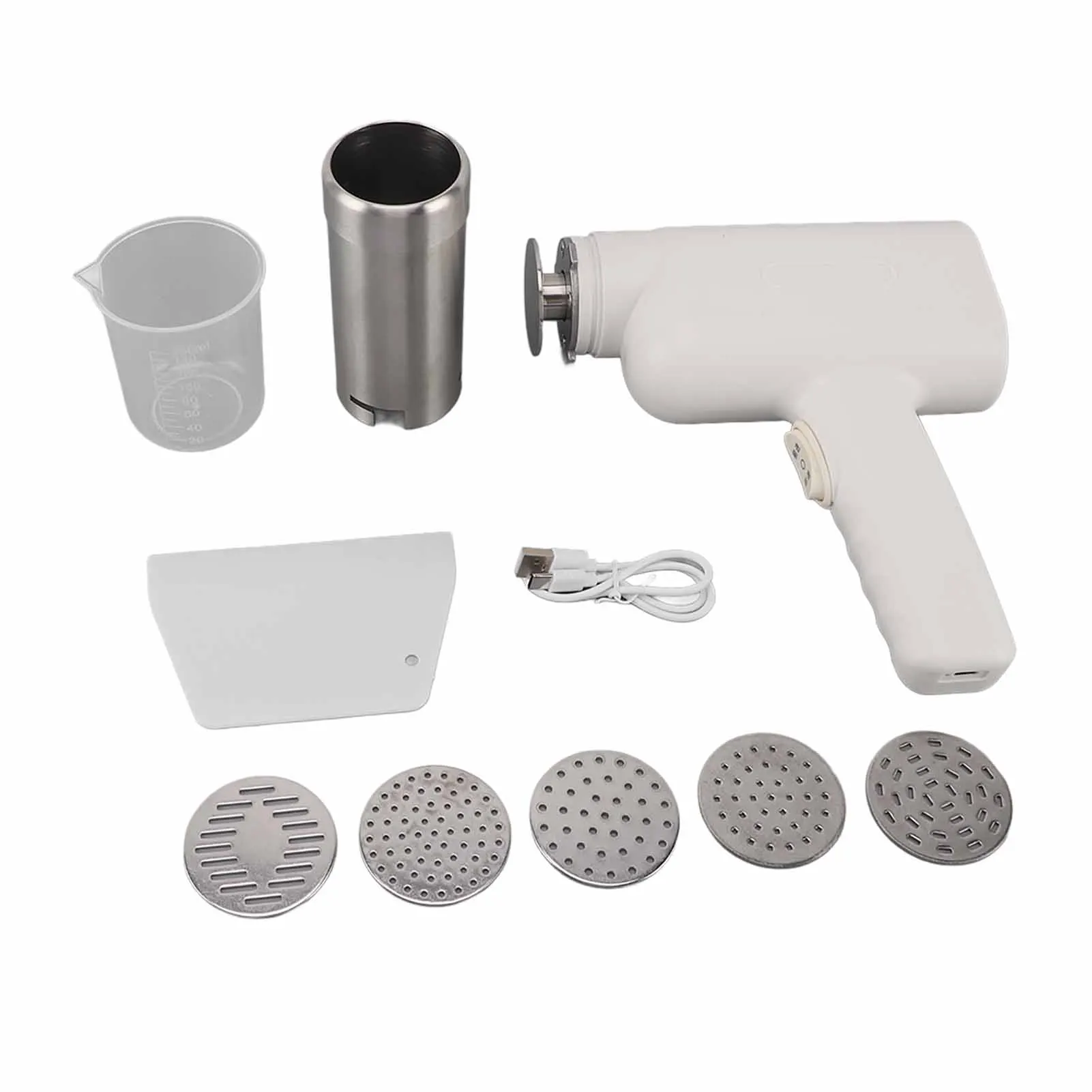 

Автоматический перезаряжаемый ручной пресс для лапши, электрическая машина для изготовления макарон, портативная с 5 формами для лапши для кухни, белый цвет