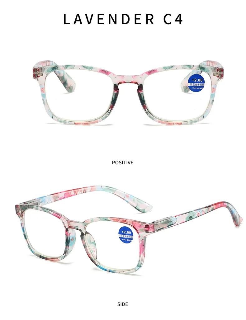Hochauflösende Anti-Blau-Lesebrille, modische ultraleichte Presbyopie-Brille für Damen + 100 + 150 + 200 + 250 + 300 + 350 + 400 – Detail 13
