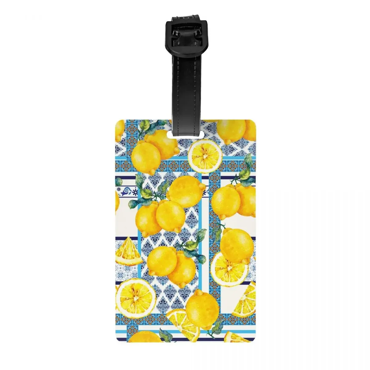 Custom Summer Tropical Fruit Lemon Luggage Tag With Name Card Privacy Cover ID Label for Travel Bag Suitcase