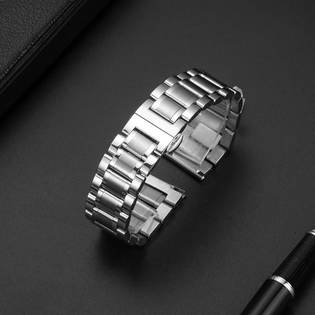 

Stainless Steel Watch Band Silver Classic Durable Replacement Watch Strap Fashion Wristband Comfortable Skin Safe