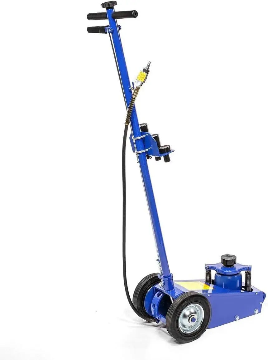 22 Ton Hydraulic Floor Jack Air-Operated Axle Bottle Jack with (4) Extension Set Built-in Wheels, Blue