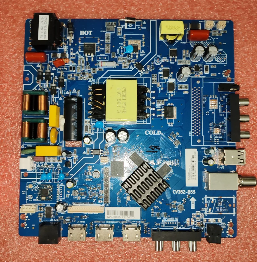 CV352-B55  Three in one WiFi network TV motherboard, physical photo, tested for 125-135V 500ma