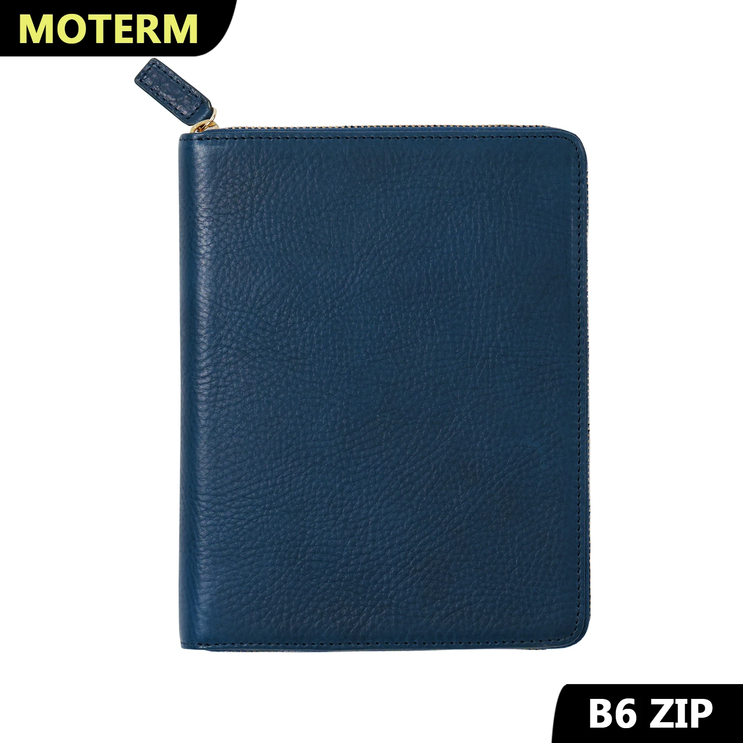 

Moterm Full Grain Vegetable Tanned Leather B6 Zip Cover with Top Pocket Planner Zipper Notebook Organizer Agenda Journal Diary