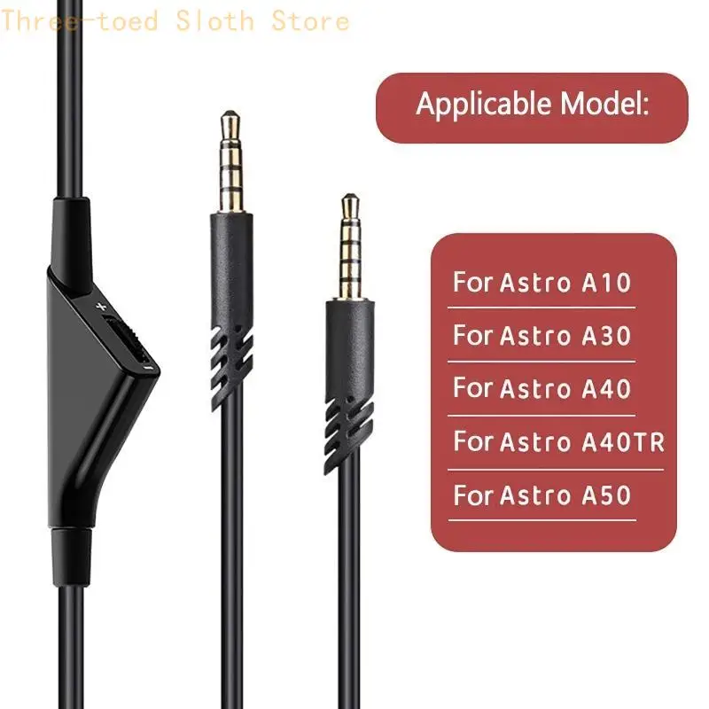 سلك امتداد كابل سماعة الرأس مع التحكم في مستوى مستوى البكم ينطبق على A10 A40 A40TR Gaming Headsets E74A