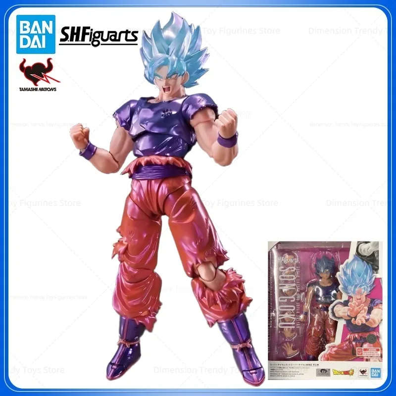 

Bandai In Stock Anime Dragon Ball SHF Shanghai Soul Store Limited Super Blue Super Saiyan Sun Wukong Action Figure Model Toy DT