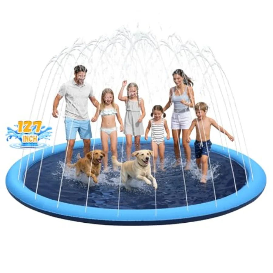 

Extra Large Non-Slip Splash Pad Sprinkler for Kid and Dog, Toddler Outdoor Toys for Ages 3-12 Boys Girls, Kiddie Dog Pool, Summ