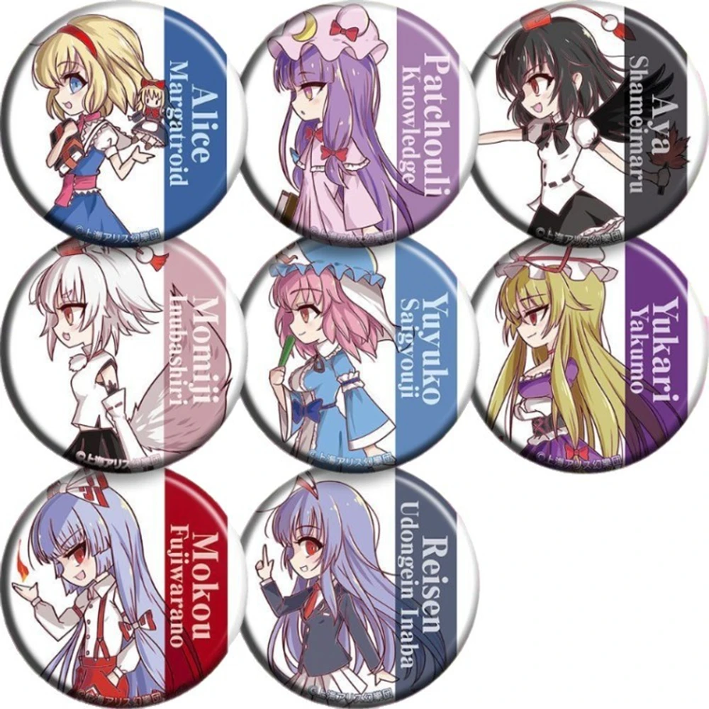 58mm Game Touhou Project Cirno Alice Margatroid Youmu Konpaku Chen Cosplay COSTUME Badge Pin SPTE Tinplate Brooch﻿ Prop Gift