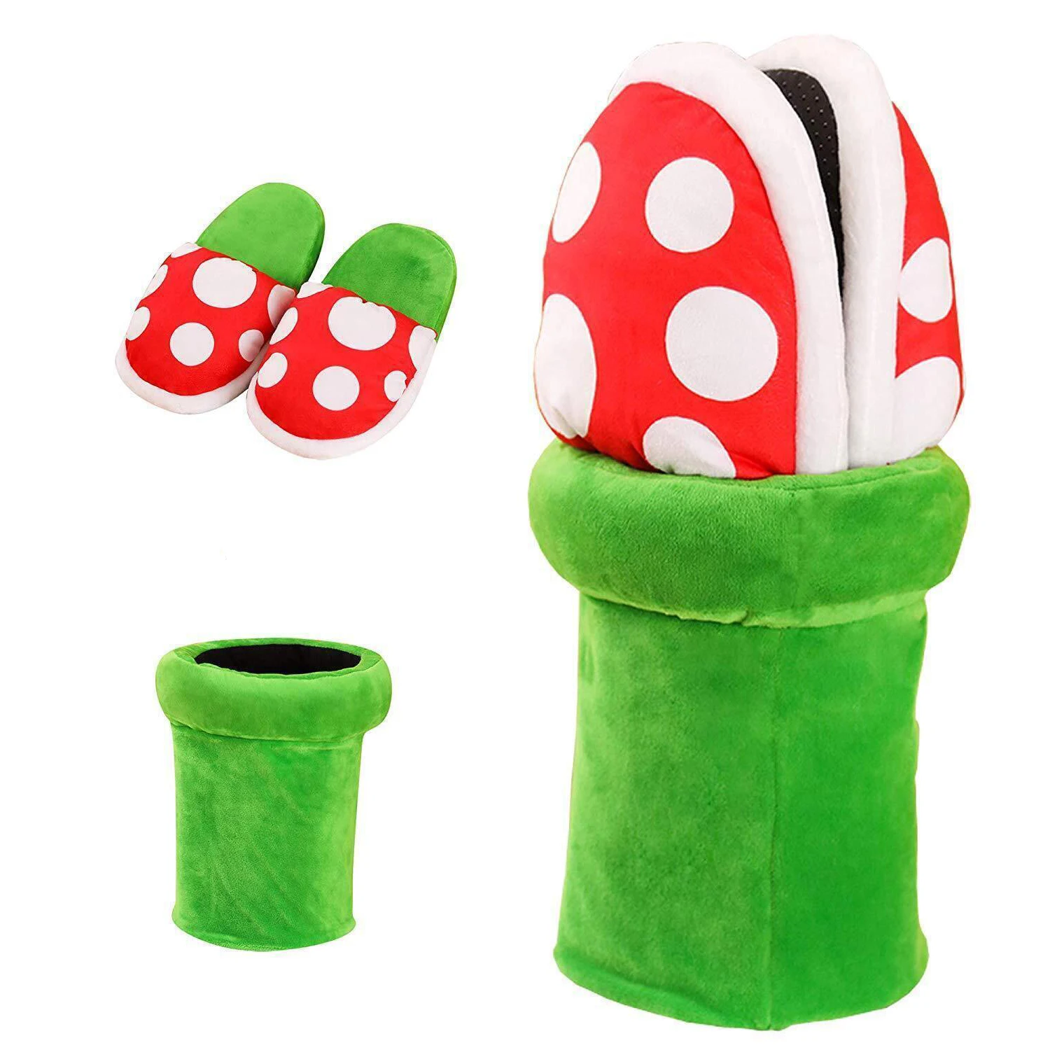 Mushroom Home Slippers Plush Piranha Plant Plush Creative Shoes Toys for Kids Peluche Stuffed Toy Kids Gift